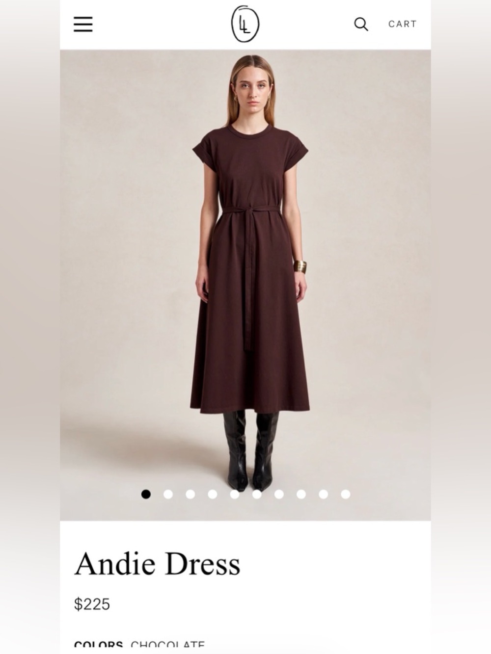 La Ligne Andie Brown Tie-Waist Maxi Dress